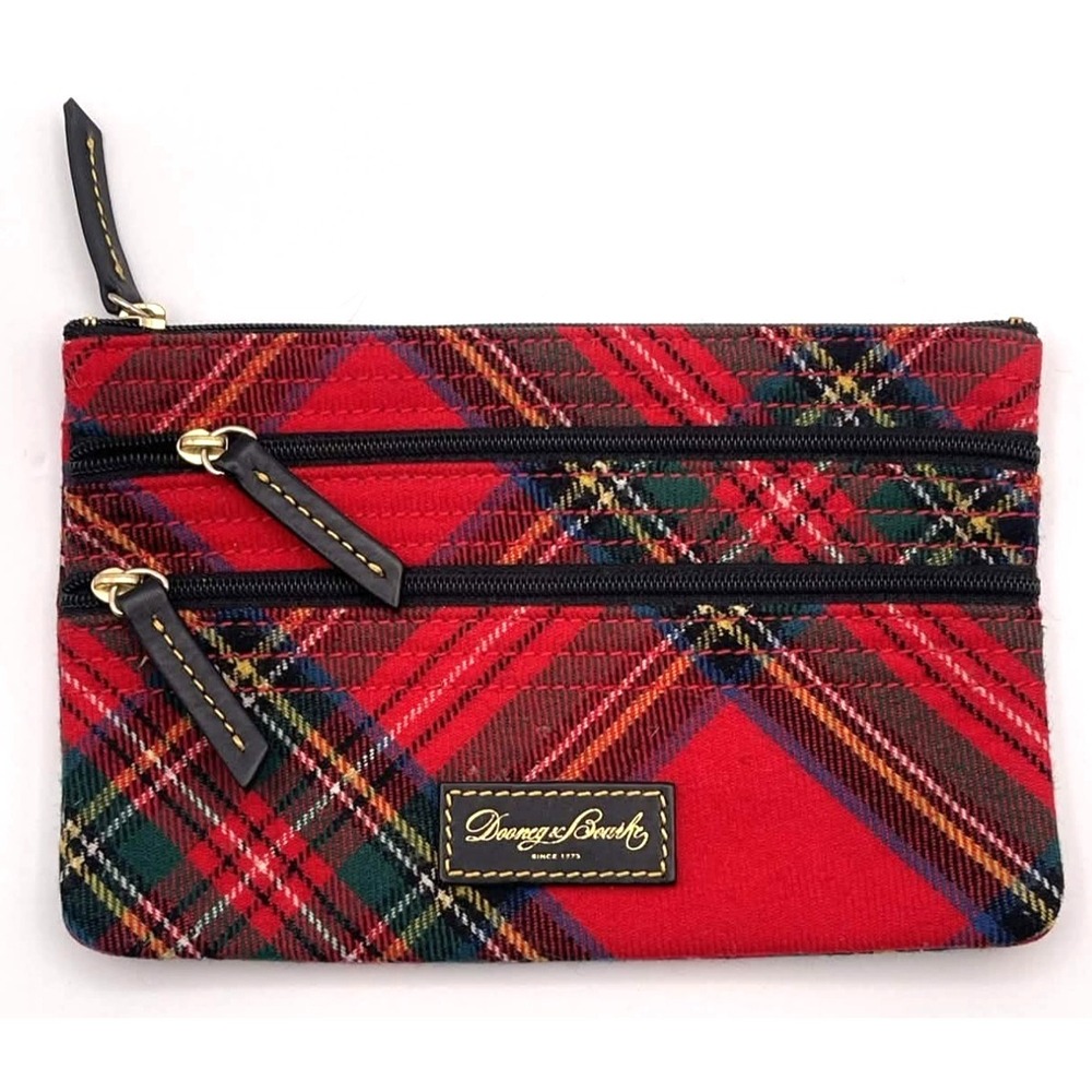 Dooney & Bourke Tartan Plaid Multi Compartment Cosmetics Travel Bag Y2K